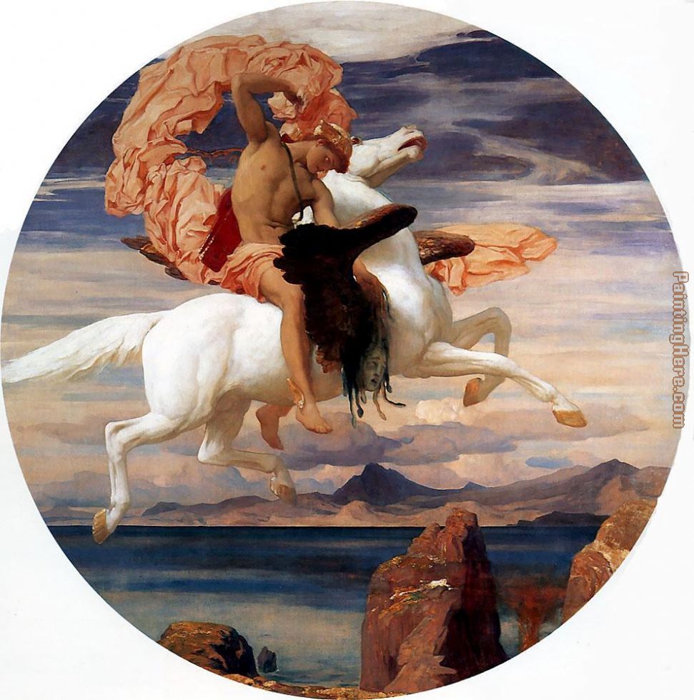 Perseus on Pegasus Hastening to the Rescue of Andromeda painting - Lord Frederick Leighton Perseus on Pegasus Hastening to the Rescue of Andromeda art painting